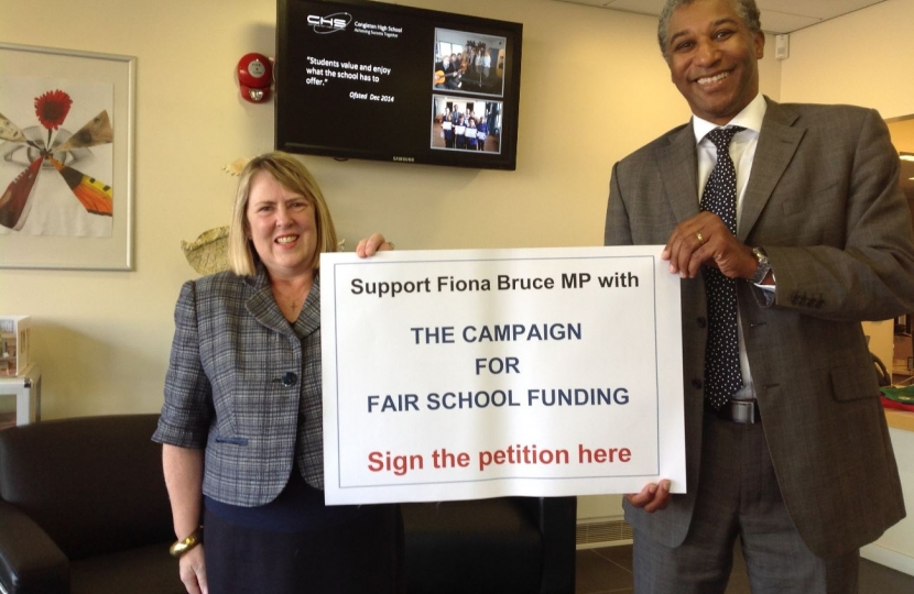 Fiona supporting the Fairer Funding campaign, with local Head Teacher David Hermitt