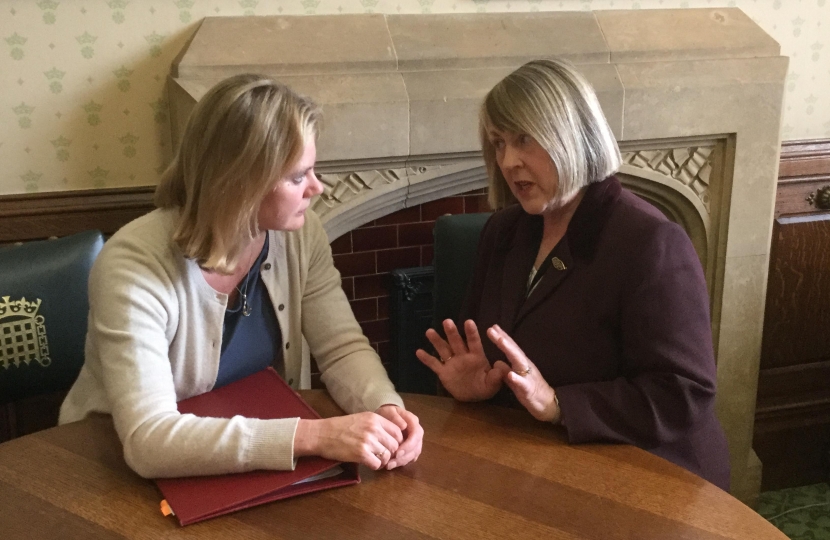 Fiona raising the issue of local school funding with the Education Secretary, Justine Greening