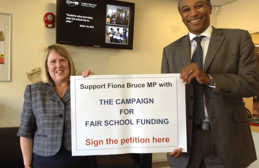 Fiona campaigning for Fairer Funding for local schools, with David Hermitt, Headteacher at Congleton High School