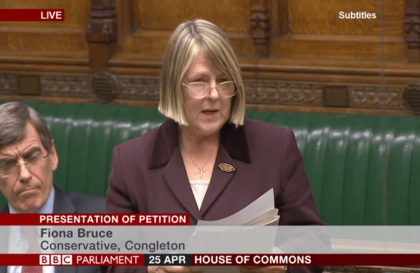 Fiona Bruce MP speaks to Parliament