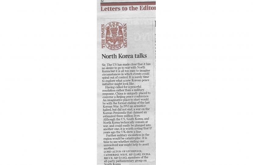 Fiona's Letter in the Times