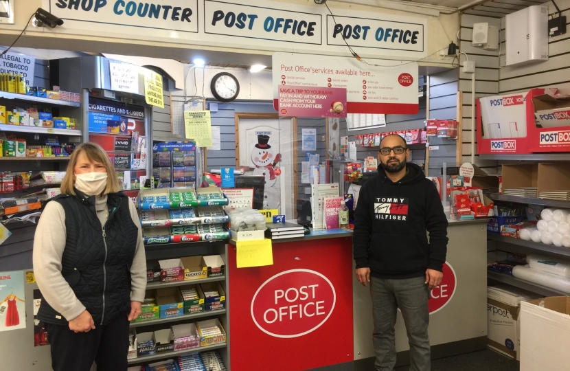 Fiona Bruce with Adnan Ashraf at Middlewich Post Office