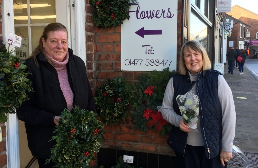 8.	Fiona Bruce with Barbara Kendall of Holmes Chapel Flowers 