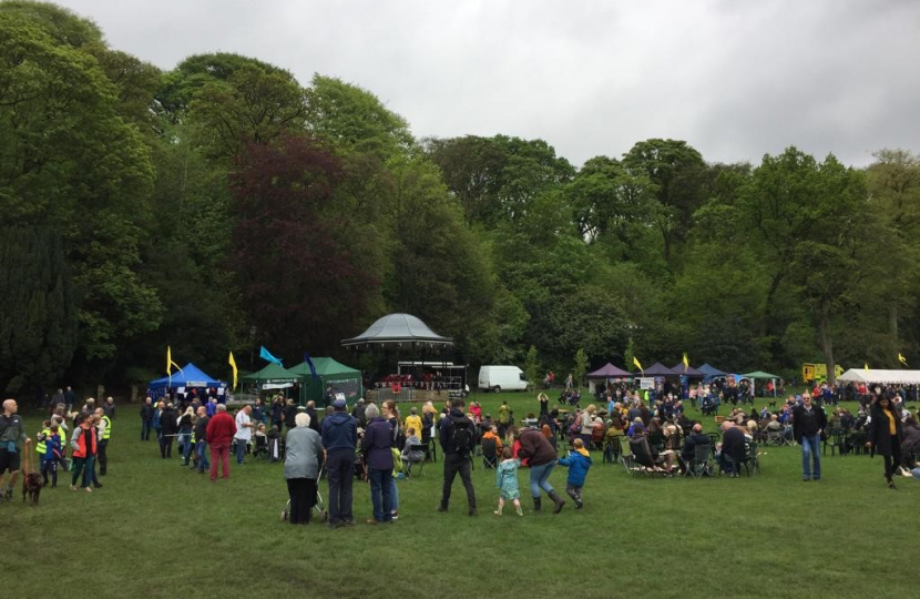 Groups of people gathering in Congleton Park