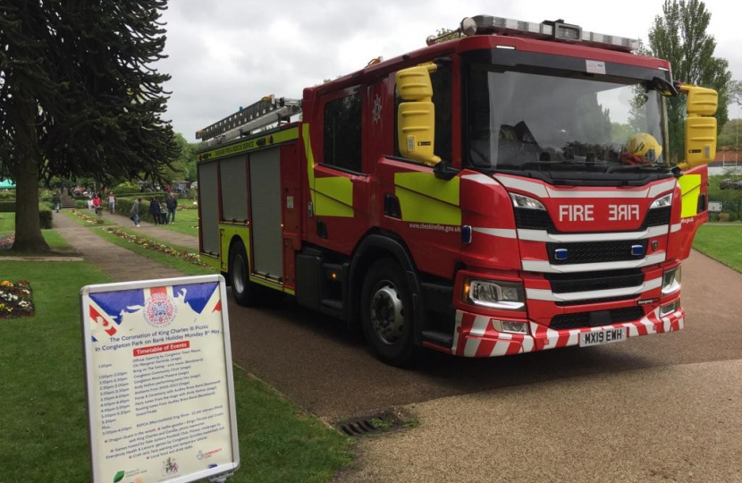 A fire engine in Congleton Park