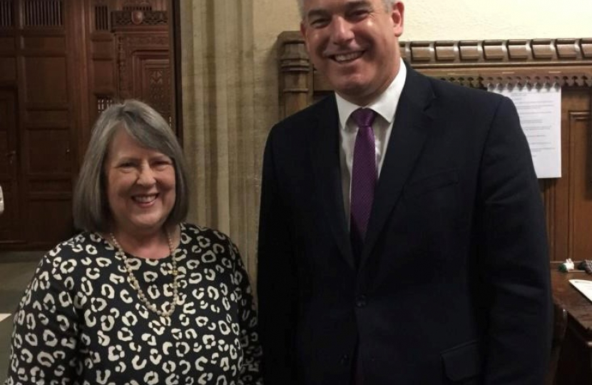 Fiona Bruce MP standing next to Health Secretary Steve Barclay
