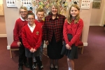 Fiona with children from Middlewich Primary School