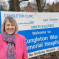 Fiona in front of the Congleton Hospital Sign