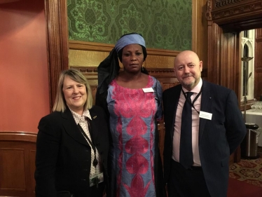 Fiona Bruce MP with Leah Sharibu’s mother, Rebecca Sharibu, and the Founder President of Christian Solidarity Worldwide Mervyn Thomas. 
